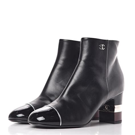 chanel short boot calf skin and patent|Short boots .